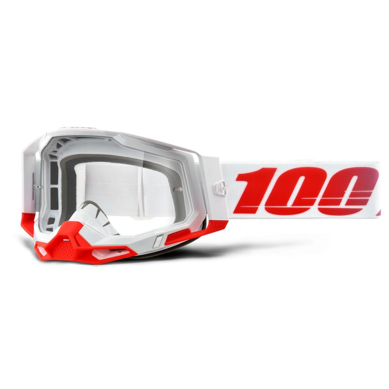 Motokrosové okuliare 100 % RACECRAFT 2 bielo-červené (číre plexisklo)