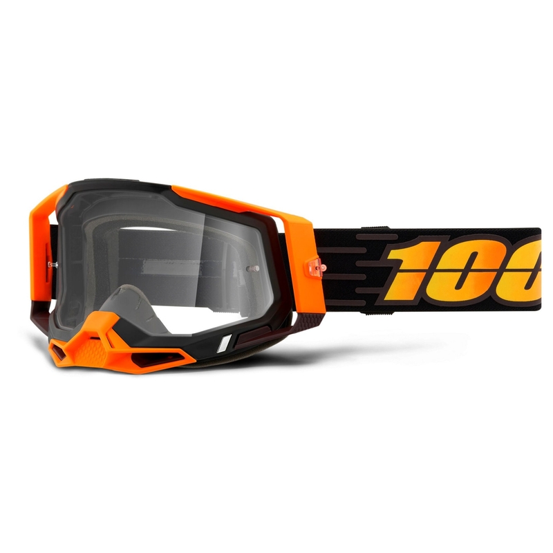 Motokrosové okuliare 100 % RACECRAFT 2 čierno-oranžové (číre plexisklo)