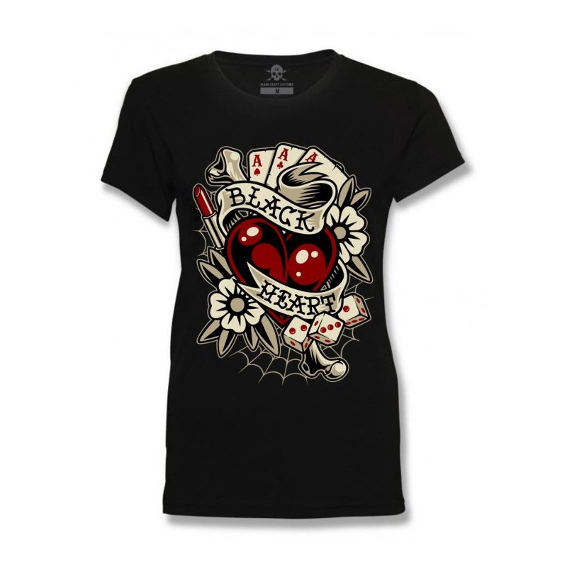 Dámske tričko Black Heart Rockabilly Heart