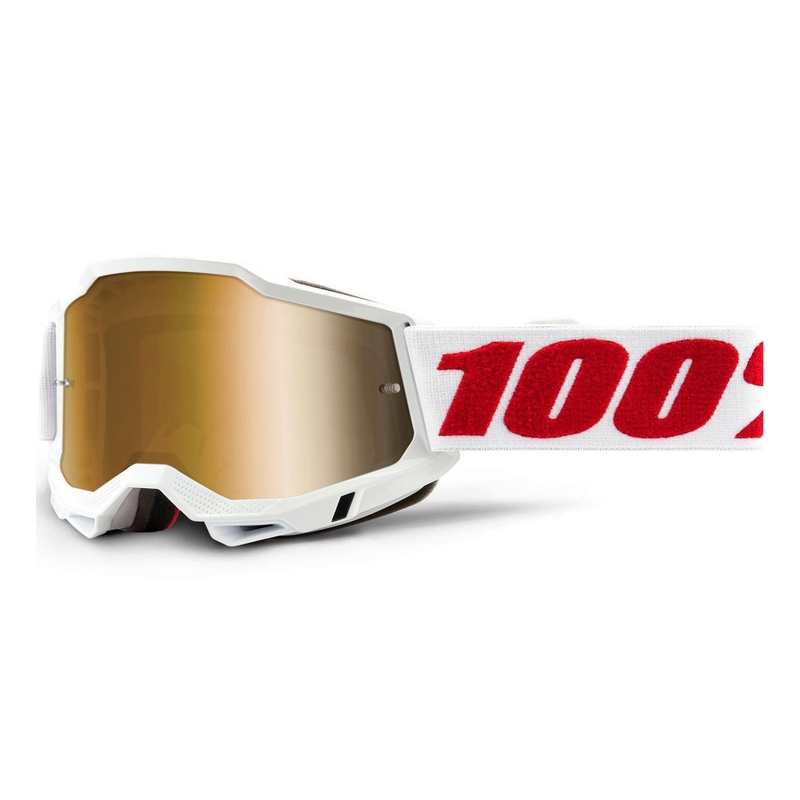 Motokrosové okuliare 100 % ACCURI 2 biele (zlaté plexisklo)