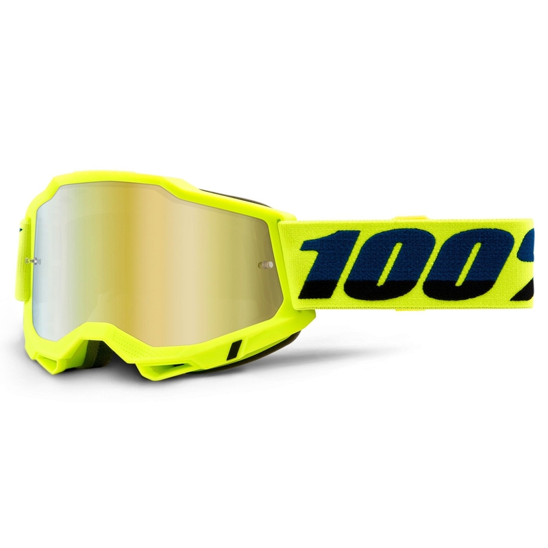 Motokrosové okuliare 100 % ACCURI 2 fluorescenčno žlté (zlaté zrkadlové plexisklo)