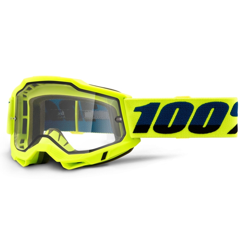 Motokrosové okuliare 100 % ACCURI 2 fluorescenčno žlté (dvojité číre plexisklo)