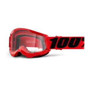 Detské motokrosové okuliare 100 % Strata 2 červené (číre plexisklo)