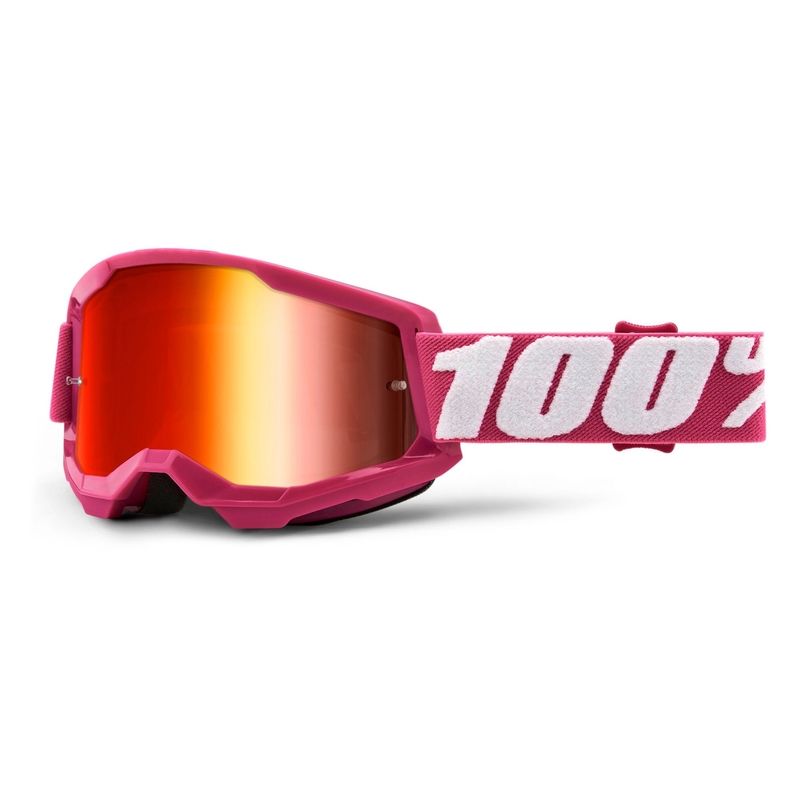 Motokrosové okuliare 100 % STRATA 2 Fletcher ružové (červené zrkadlové plexisklo)