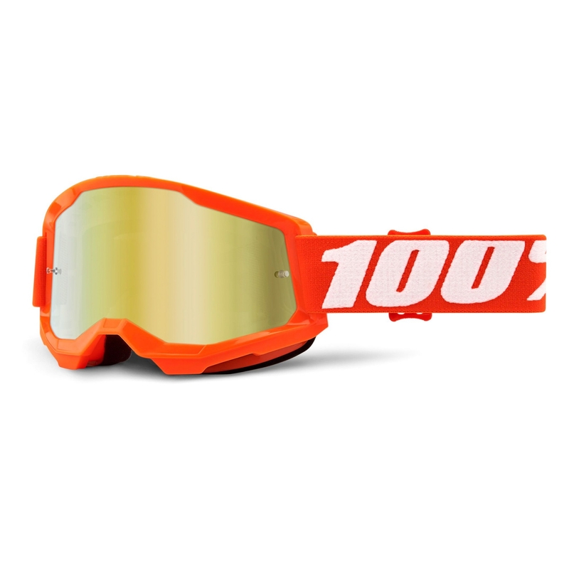 Motokrosové okuliare 100 % STRATA 2 Orange oranžové (zlaté zrkadlové plexisklo)