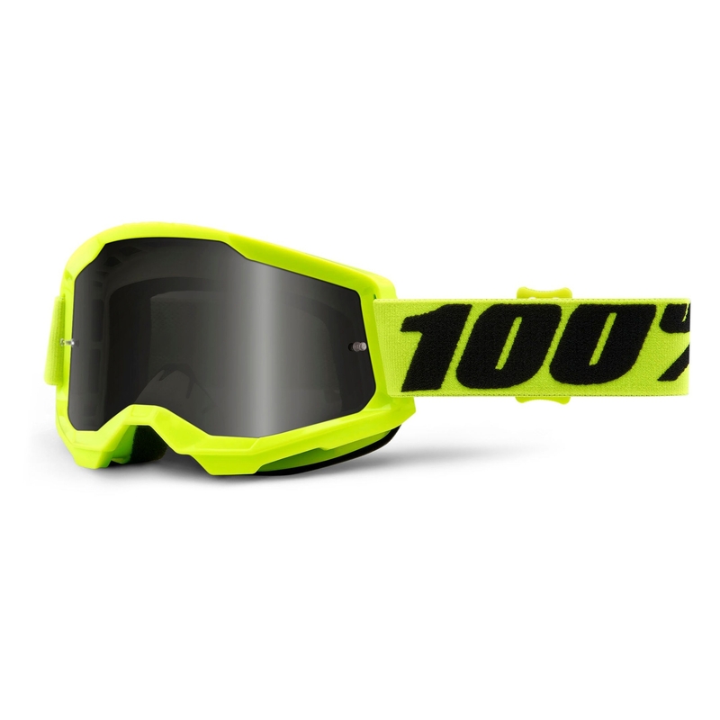 Motokrosové okuliare 100 % STRATA 2 fluorescenčno žlté (tmavé plexisklo)