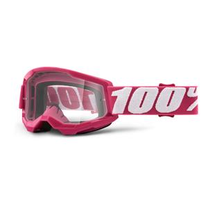 Detské motokrosové okuliare 100 % STRATA 2 ružové (číre plexisklo)