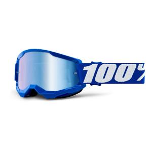 Detské motokrosové okuliare 100 % STRATA 2 modré (zrkadlové modré plexisklo)