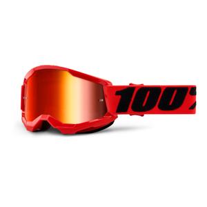 Detské motokrosové okuliare 100 % STRATA 2 červené (červené zrkadlové plexisklo)