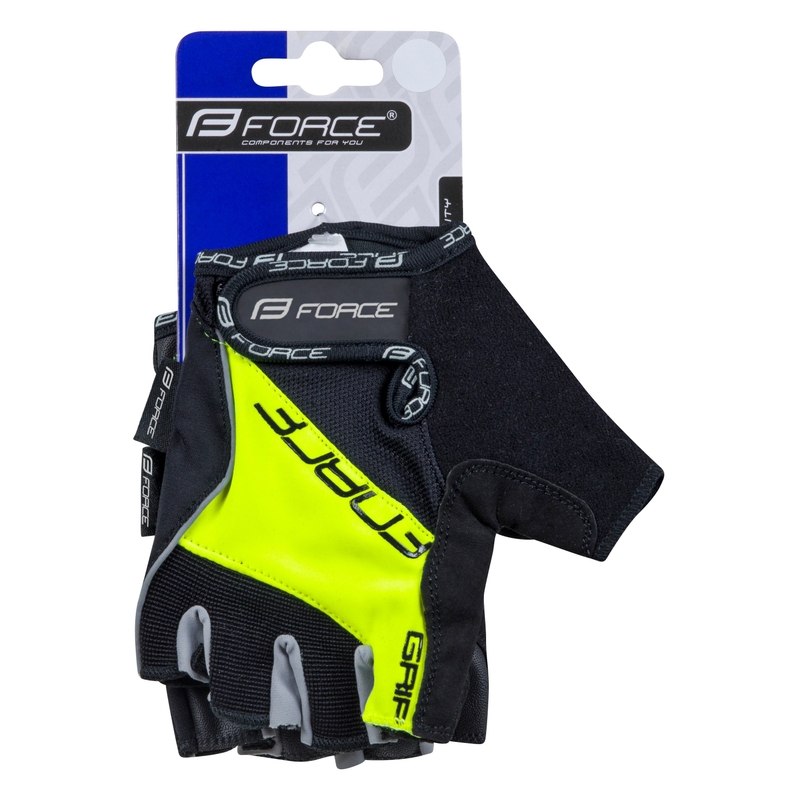 Rukavice FORCE GRIP čierno-fluorescenčno žlté výpredaj