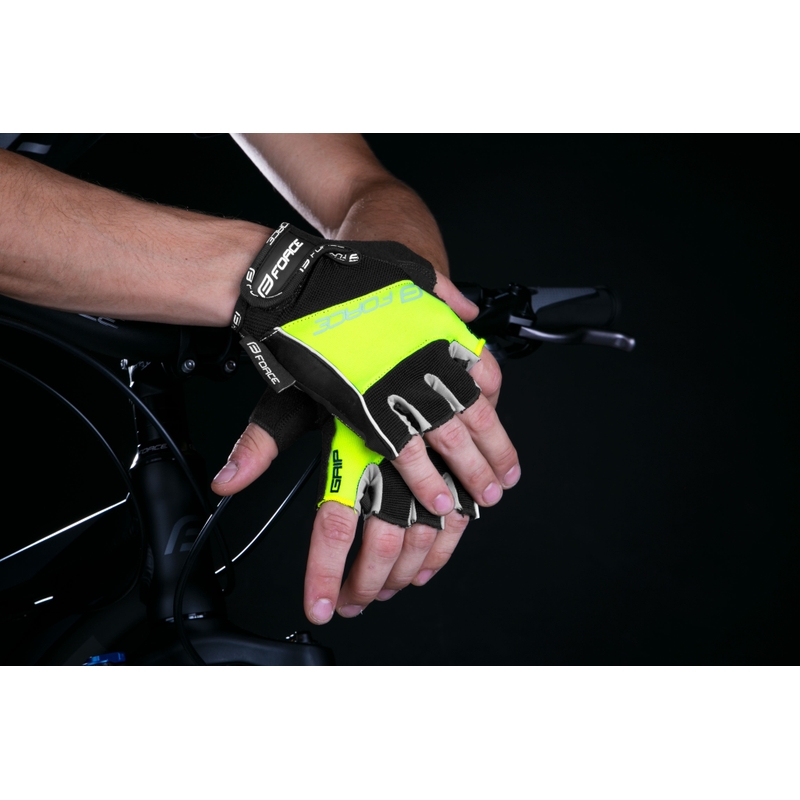 Rukavice FORCE GRIP čierno-fluorescenčno žlté výpredaj