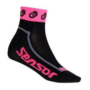 Ponožky Sensor Race Lite Small Hands čierno-fluorescenčno ružové výpredaj