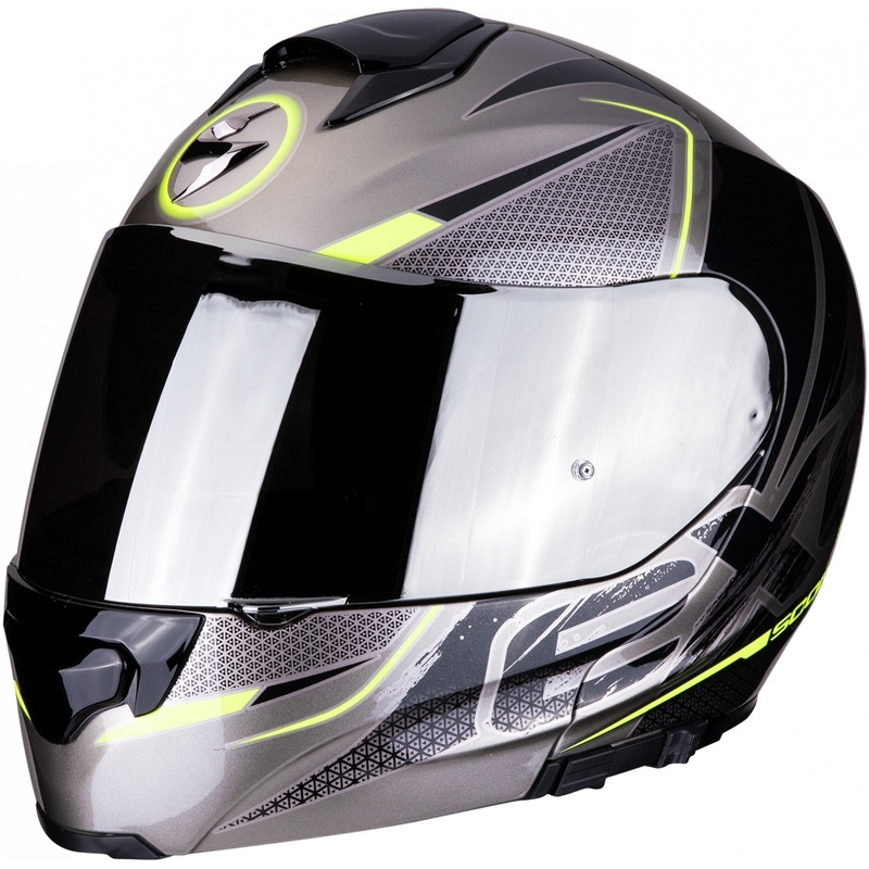 Odklápacia prilba Scorpion EXO-3000 Air Creed titánovo-čierno-fluo žltá - II. akosť