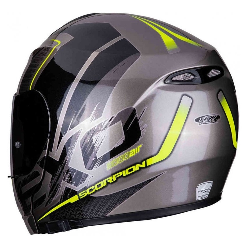 Odklápacia prilba Scorpion EXO-3000 Air Creed titánovo-čierno-fluo žltá - II. akosť