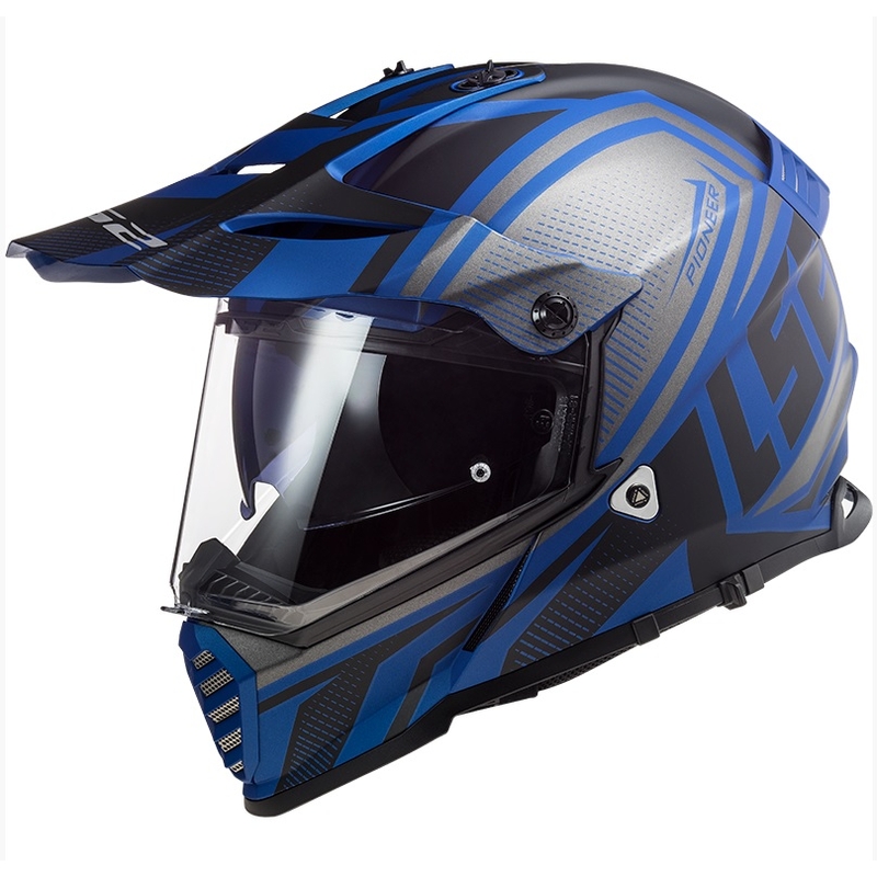 Enduro prilba LS2 MX436 Pioneer EVO Master čierno-strieborno-modrá
