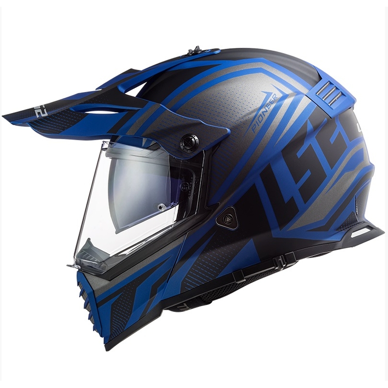 Enduro prilba LS2 MX436 Pioneer EVO Master čierno-strieborno-modrá