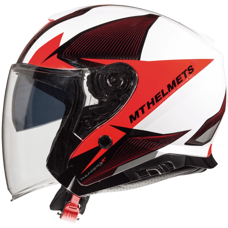 Otvorená prilba na motocykel MT Thunder 3 SV Wing čierno-bielo-červená - II. akosť