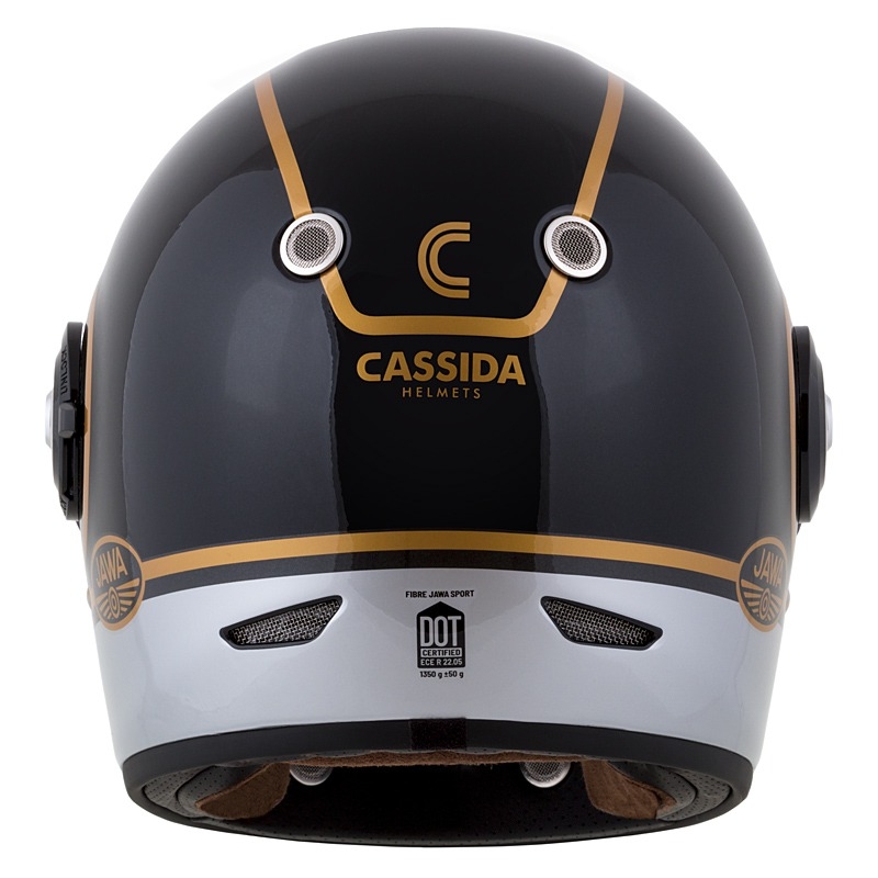 Integrálna prilba na motorku Cassida Fibre Jawa Sport čierno-strieborno-zlatá
