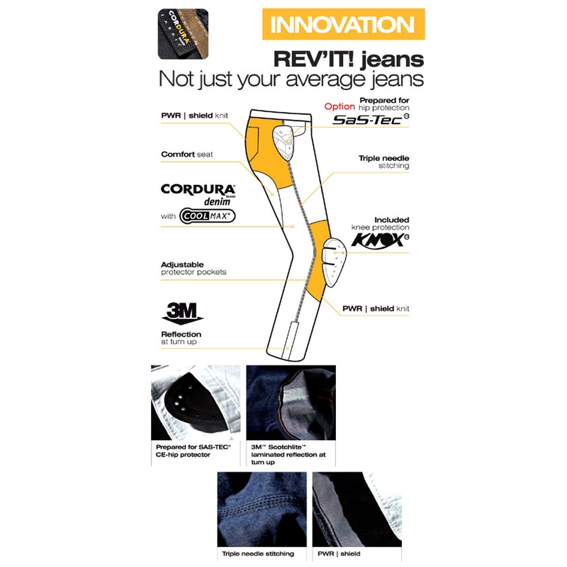 Kevlarové jeansy na motorku Revit Campo predĺženej vypredaj výpredaj