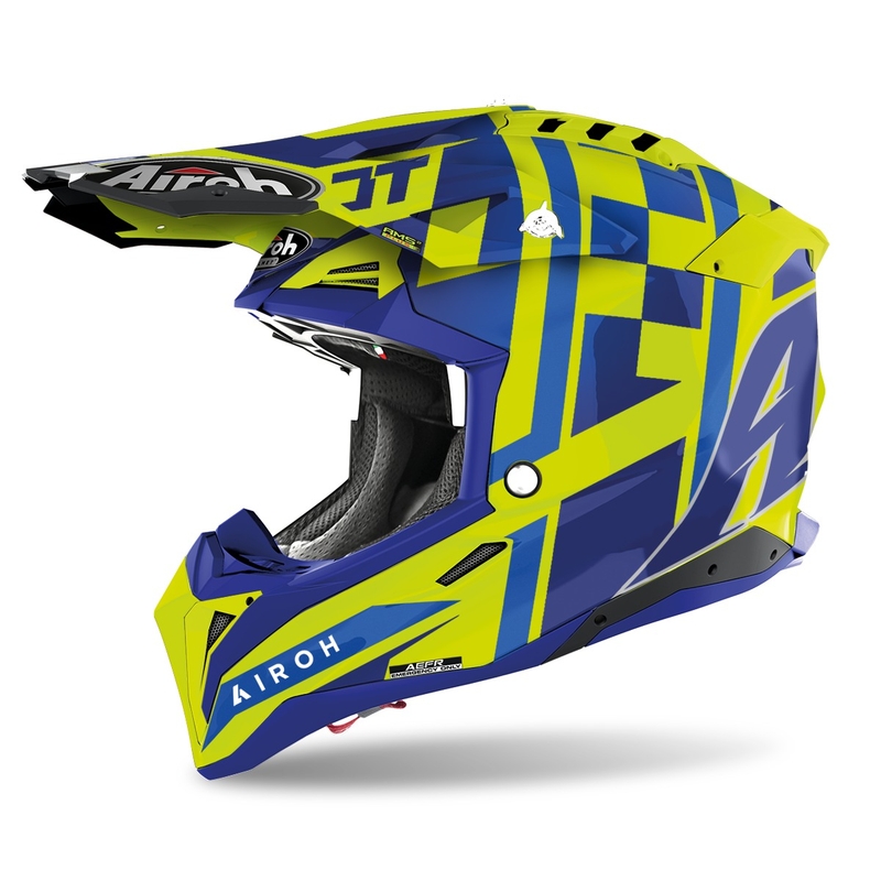 Motokrosová prilba Airoh Aviator 3.0 TC21 2022 modro-fluorescenčno žltá lesklá výpredaj