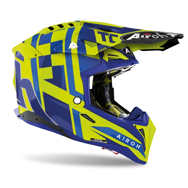 Motokrosová prilba Airoh Aviator 3.0 TC21 2022 modro-fluorescenčno žltá lesklá výpredaj