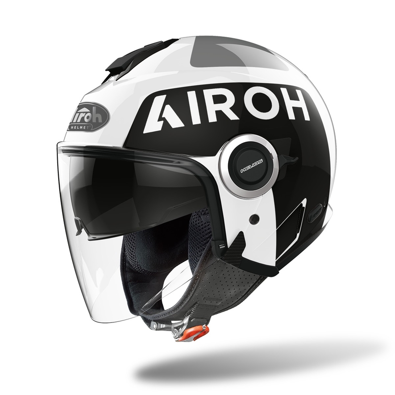 Otvorená prilba na motocykel Airoh Helios Up 2022 čierno-biela