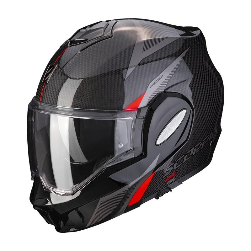 Preklápacia prilba Scorpion EXO-TECH Carbon Top čierno-červená