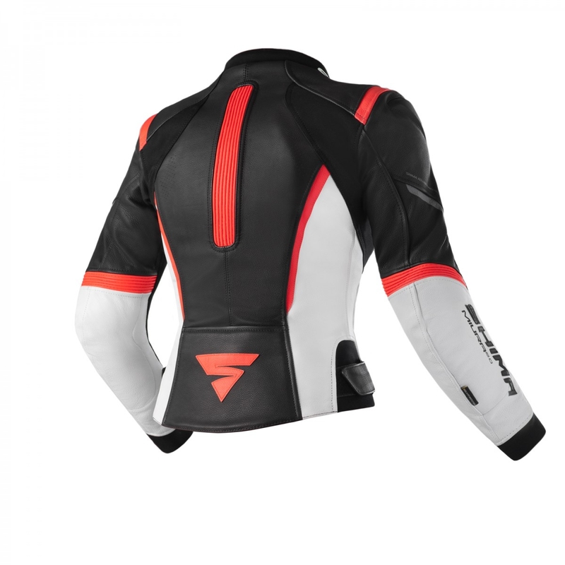 Dámska bunda na motocykel Shima Miura 2.0 čierno-bielo-fluo červená