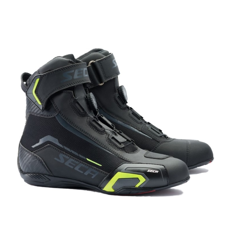 Nízke čižmy na motocykel SECA Apex Evo čierno-fluorescenčno žlté výpredaj