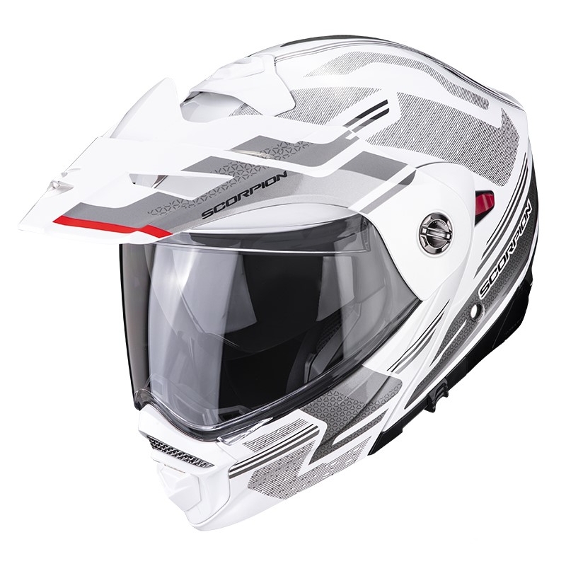 Prilba na motocykel SCORPION ADX-2 CARRERA perleťovo bielo-strieborná