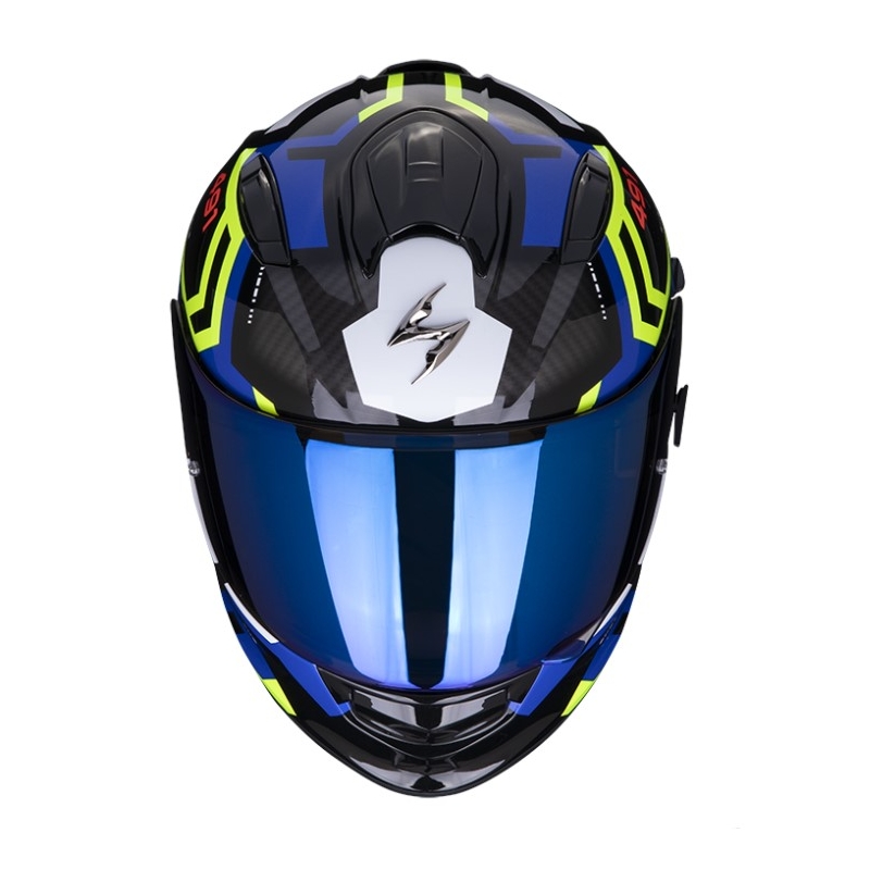 Integrálna prilba na motocykel SCORPION EXO-491 SPIN čierno-modro-fluorescenčno žltá výpredaj