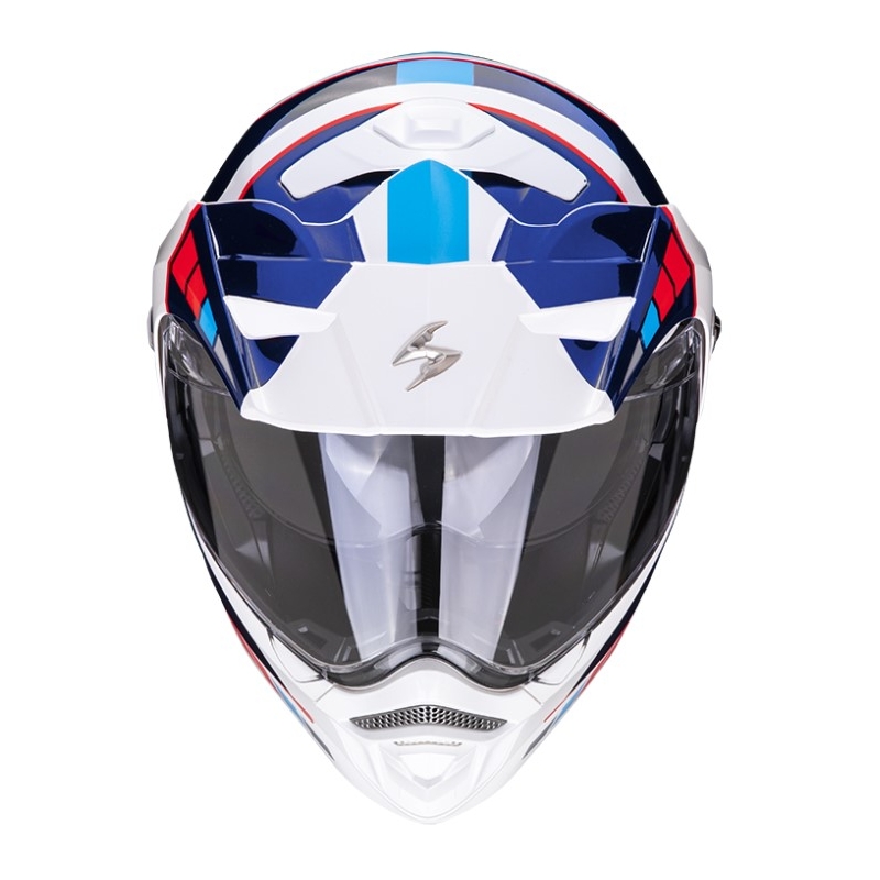 Prilba na motocykel SCORPION ADX-2 CAMINO perleťová bielo-modro-červená výpredaj