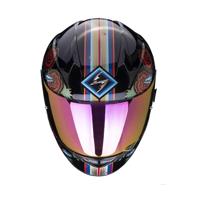Integrálna prilba na motocykel SCORPION EXO-390 CHICA II čierno-modro-ružová