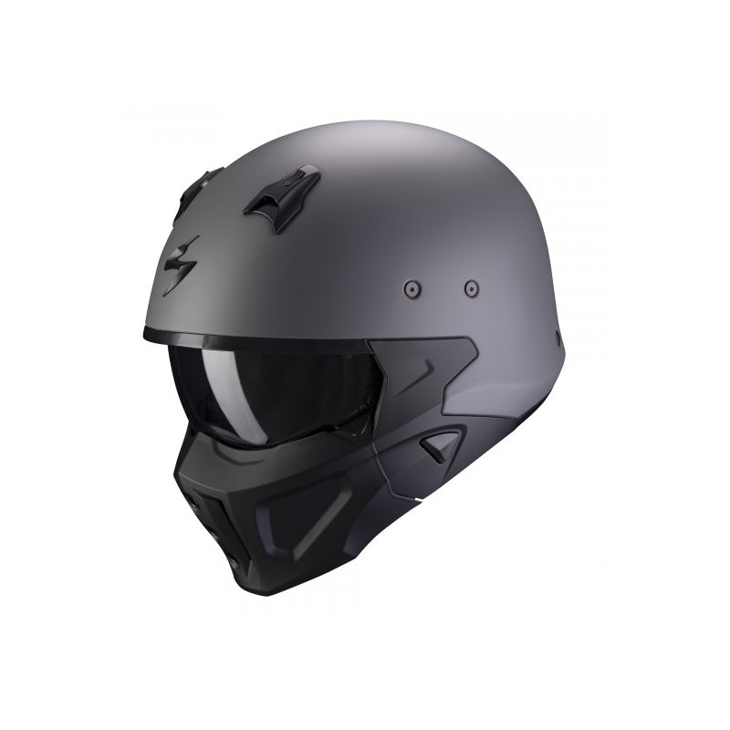 Otvorená prilba s maskou Scorpion COVERT-X Solid cementová sivá matná