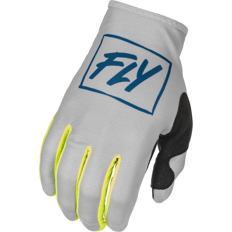 Motokrosové rukavice FLY Racing Lite 2022 šedo-modro-fluorescenčno žlté