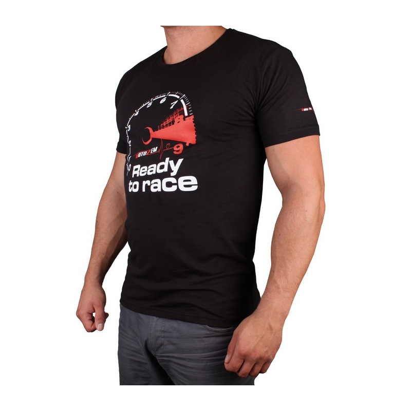 Tričko s motívom MotoZem Ready to race čierne výpredaj