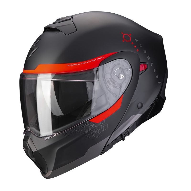 Prilba na motocykel Scorpion EXO-930 SHOT matná čierno-červená