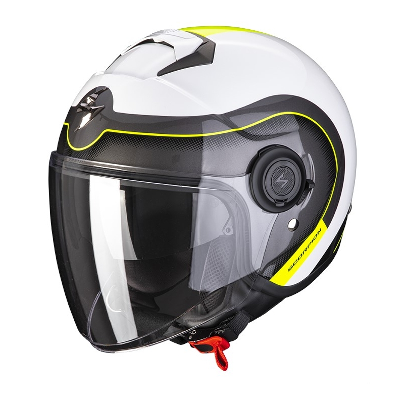Otvorená prilba na motocykel Scorpion EXO-CITY ROLL perleťová bielo-fluorescenčno žltá