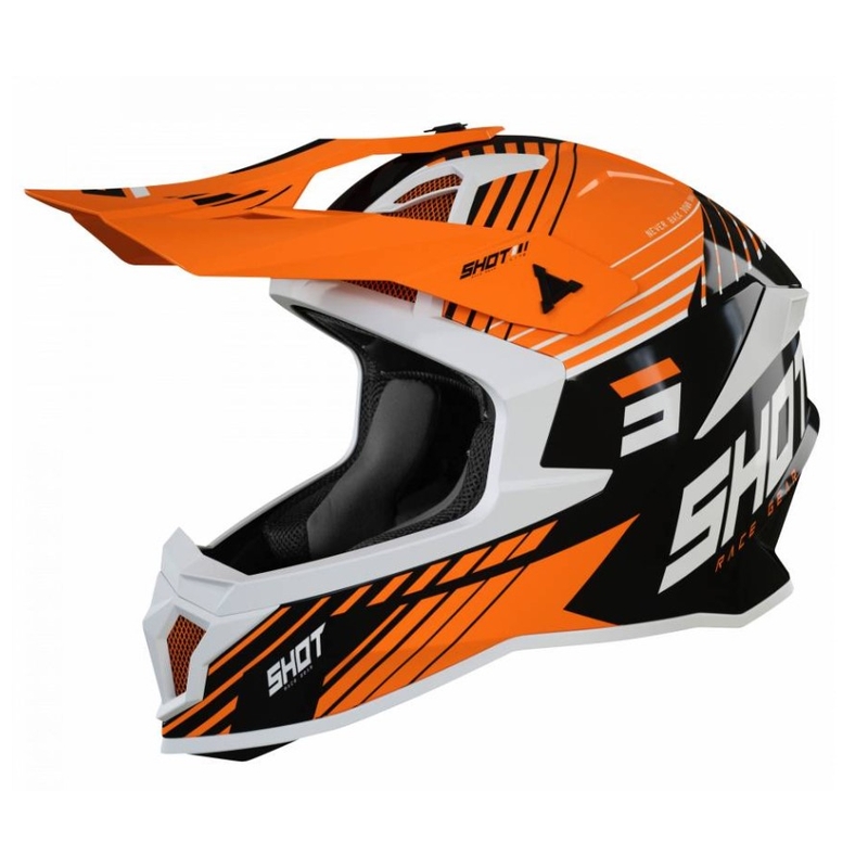 Motokrosová prilba Shot Lite Fury čierno-bielo-oranžová výpredaj
