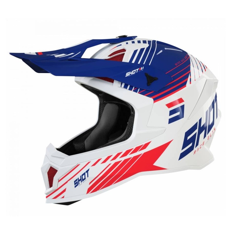 Motokrosová prilba Shot Lite Fury bielo-modro-červená
