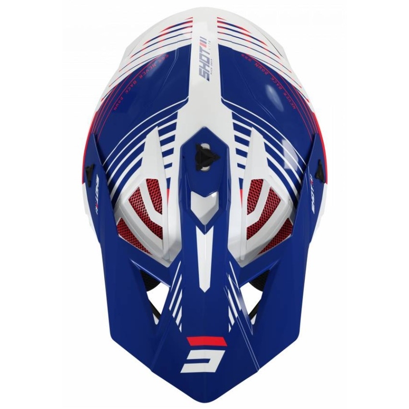Motokrosová prilba Shot Lite Fury bielo-modro-červená