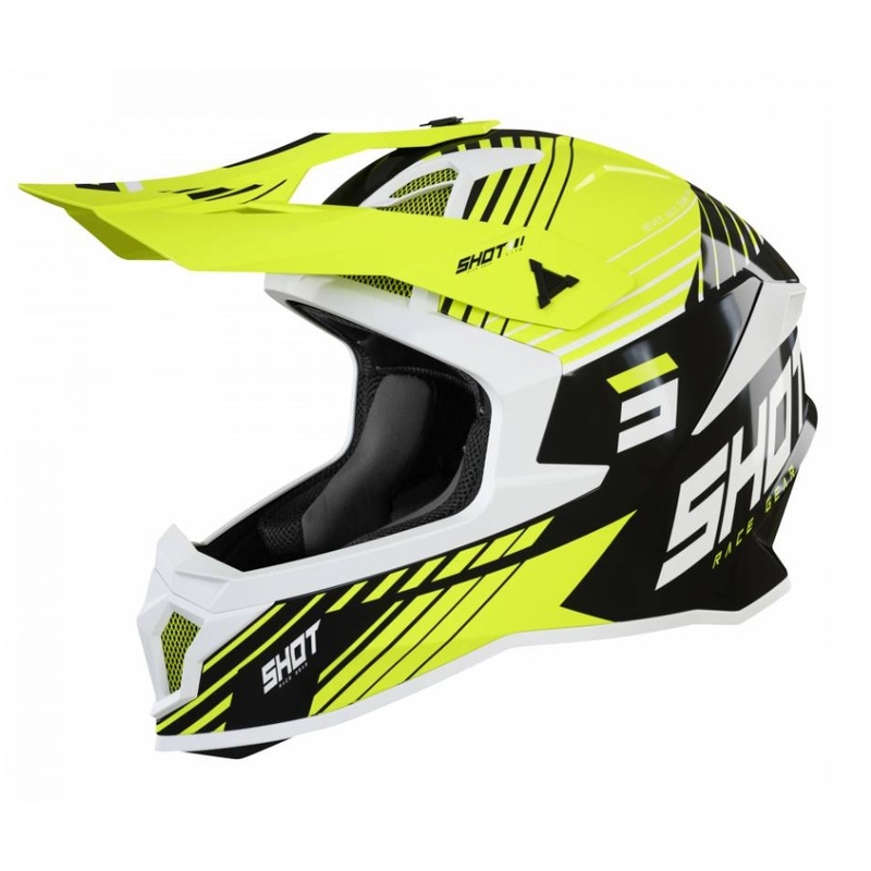 Motokrosová prilba Shot Lite Fury čierno-bielo-fluorescenčno žltá výpredaj