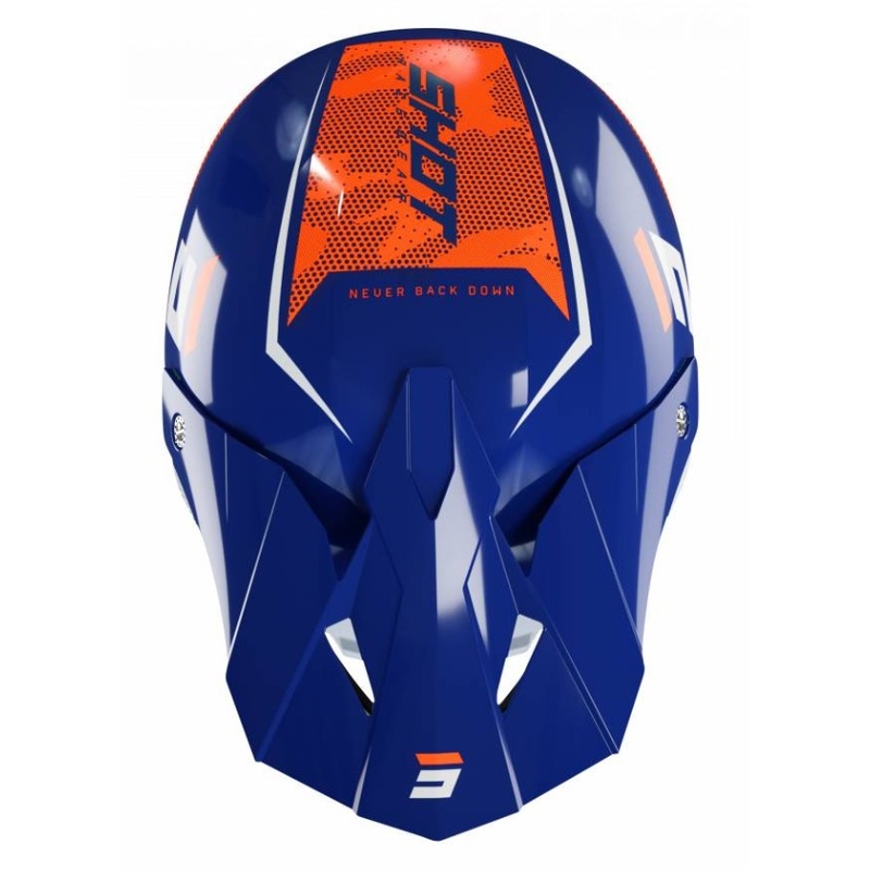 Motokrosová prilba Shot Furious Camo modro-bielo-oranžová výpredaj