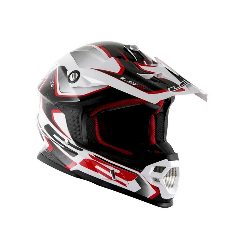 Motokrosová prilba LS2 MX456 Compass bielo-červená vypredaj výpredaj