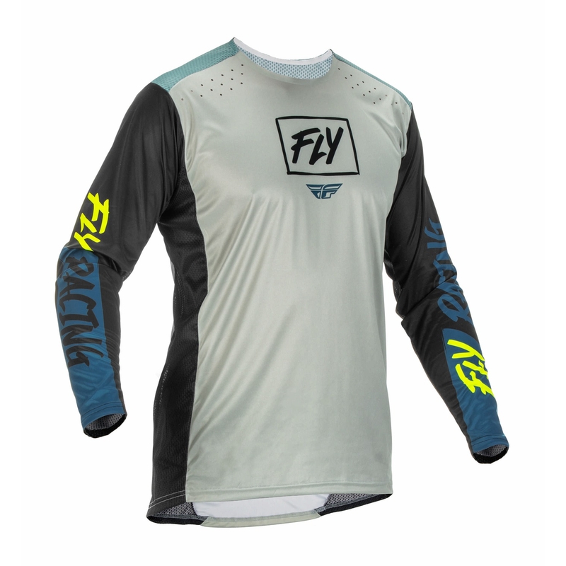 Motokrosový dres FLY Racing Lite 2022 šedo-tyrkysový hi-vis výpredaj