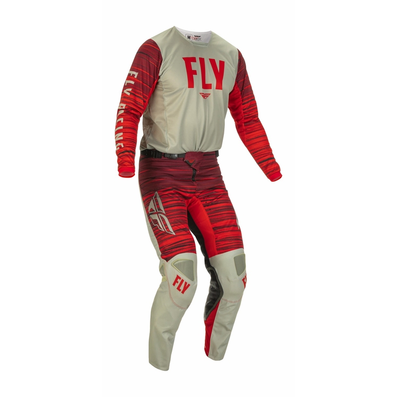 Motokrosové nohavice FLY Racing Kinetic Wawe 2022 šedo-červené