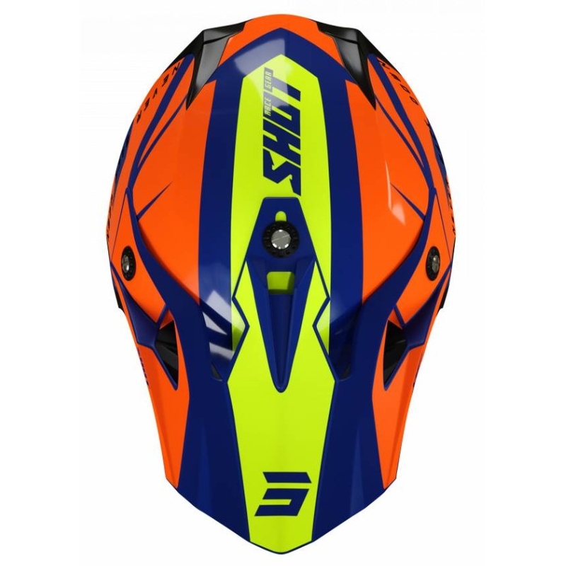 Motokrosová prilba Shot Pulse Revenge oranžovo-modro-fluorescenčno žltá