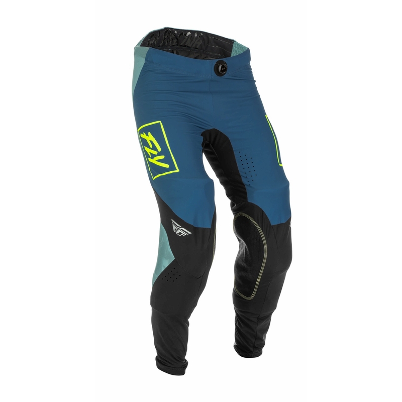Motokrosové nohavice FLY Racing Lite 2022 šedo-tyrkysové hi-vis