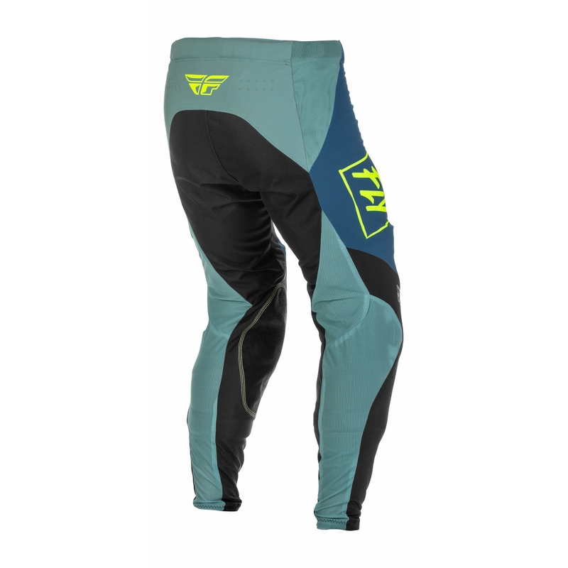 Motokrosové nohavice FLY Racing Lite 2022 šedo-tyrkysové hi-vis