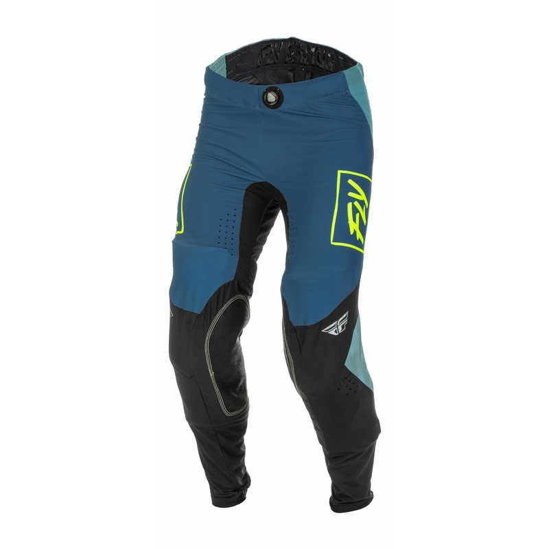 Motokrosové nohavice FLY Racing Lite 2022 šedo-tyrkysové hi-vis